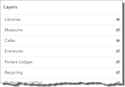 Screenshot of the University map demonstrating the layers panel