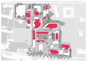 Map of the Sidgwick Site highlighting where libraries are