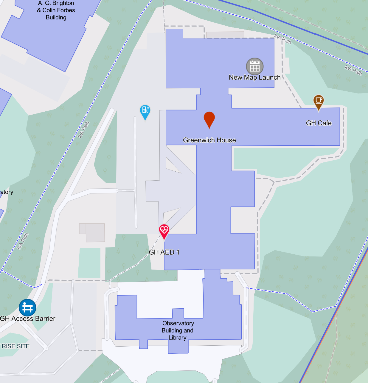 Screenshot of the annotated version of the University map with some examples of annotations