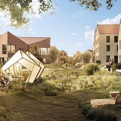 Visual of a shared garden in the next phase of the Eddington development.