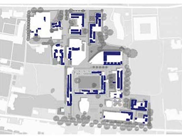 Map of Stirling site with offices marked blue