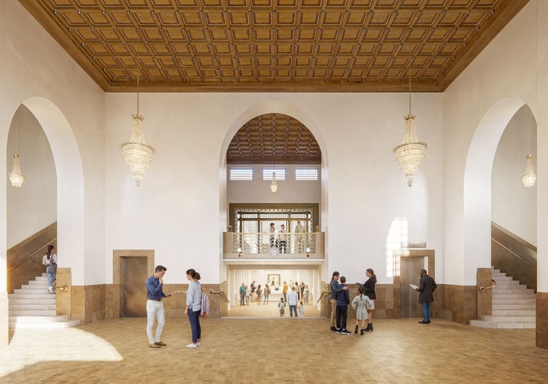 Architect's visual showing concept for the entrance foyer of the University LIbrary