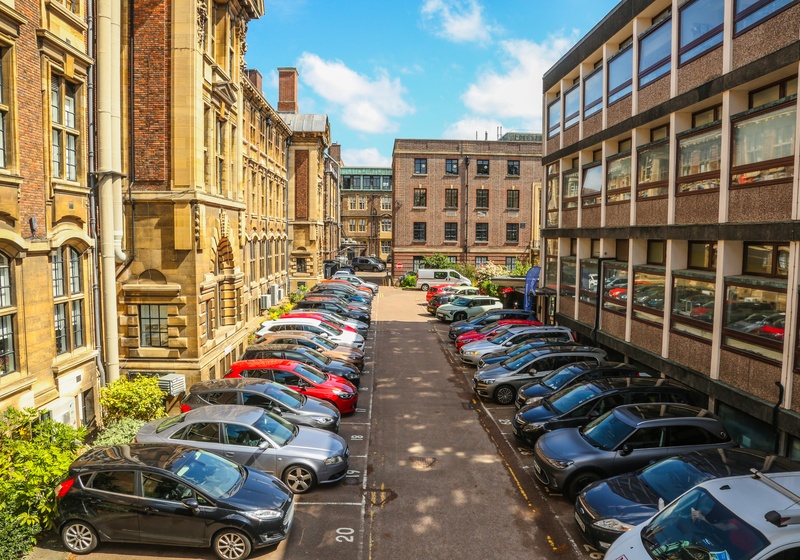 Cars parked on the Downing site