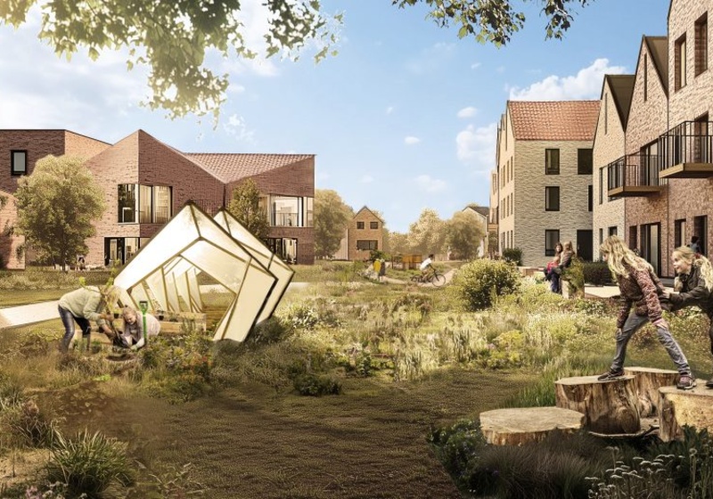 Visual of a shared garden in the next phase of the Eddington development.