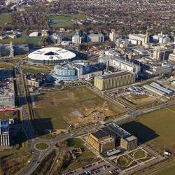 Aerial shot of the Cambridge Biomedical Campus