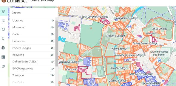 Screenshot of the new University map
